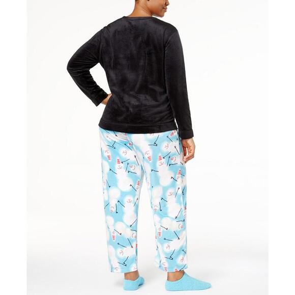 Hue Womens Plus Size Sueded Fleece Top And Pants With Socks 3 Piece Size 1X - Picture 1 of 3